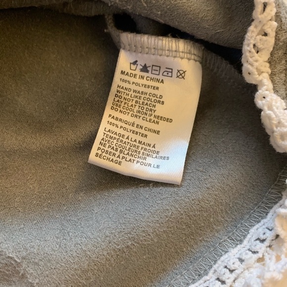 Paper Crane Dress Faux Suede Crochet Lace Trim in Gray Sz S - Picture 5 of 5